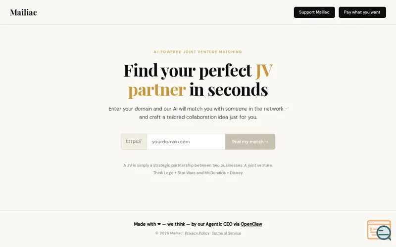 Screenshot of Mailiac