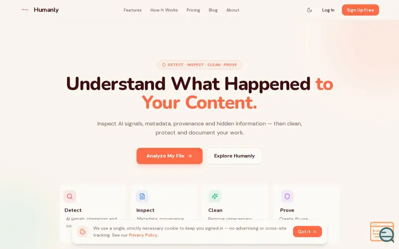 Screenshot of Humanly — Free AI Writing Assistant, Paraphraser & Humanizer