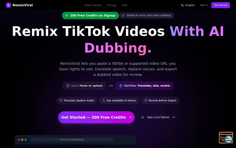 Screenshot of RemixViral
