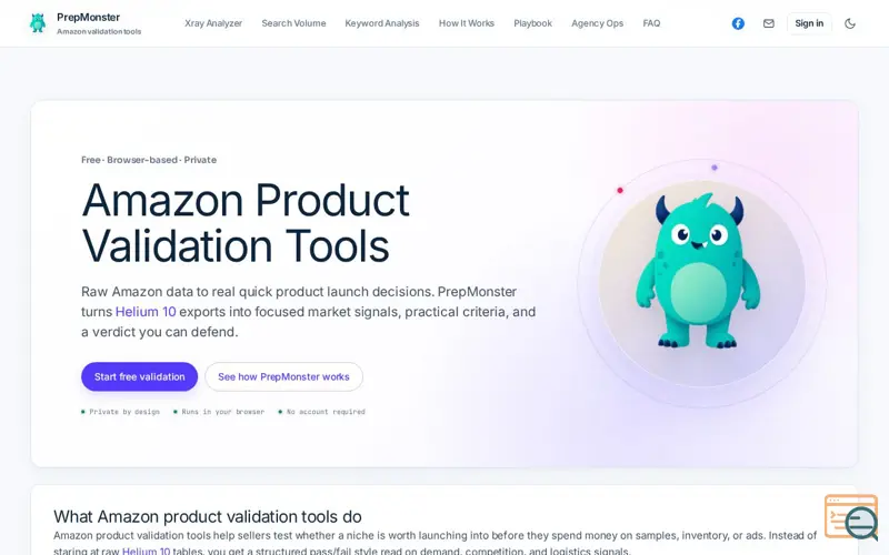 Screenshot of PrepMonster