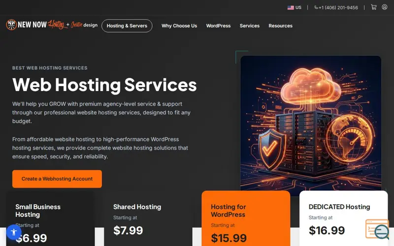 Screenshot of New Now Hosting