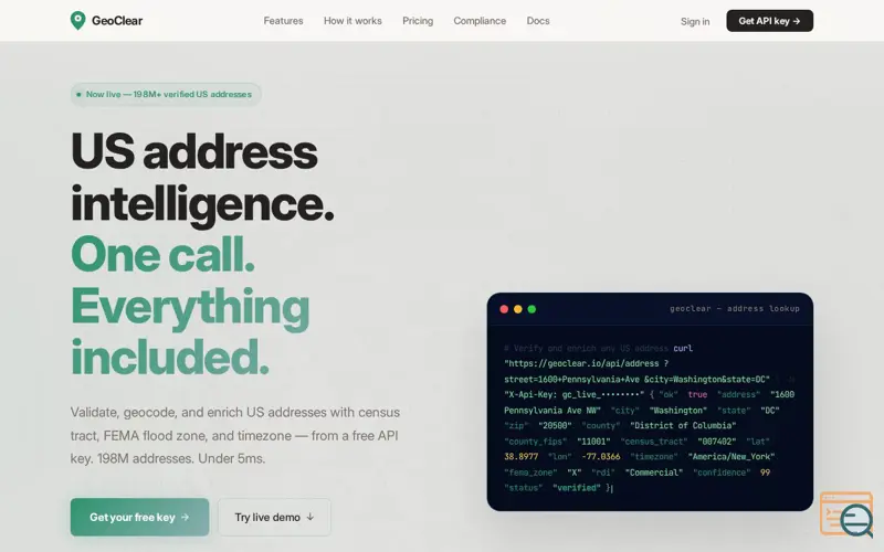Screenshot of GeoClear