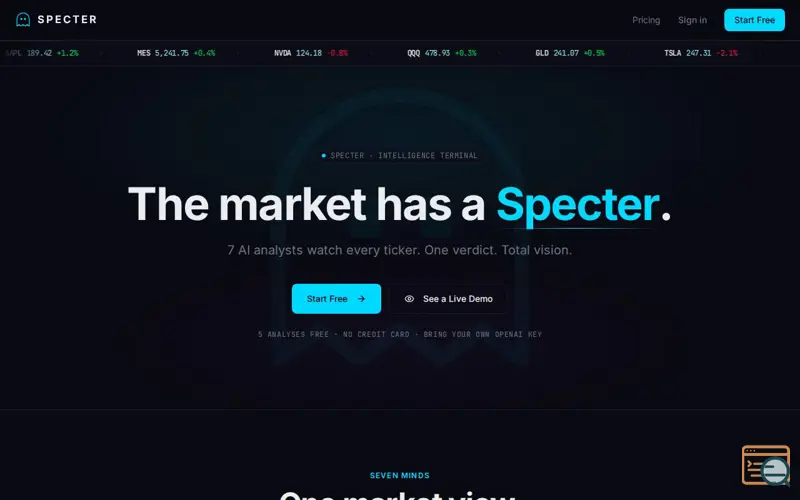 Screenshot of Specter — Market Intelligence Terminal