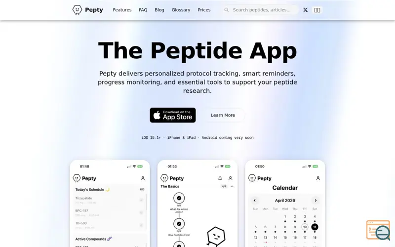 Screenshot of Pepty - The Peptide App