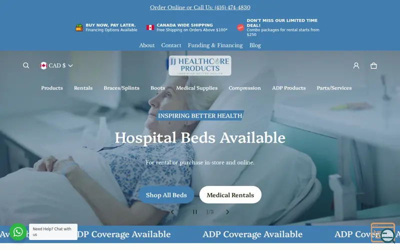 Screenshot of jjhealthcareproducts, a launch using Klarna
