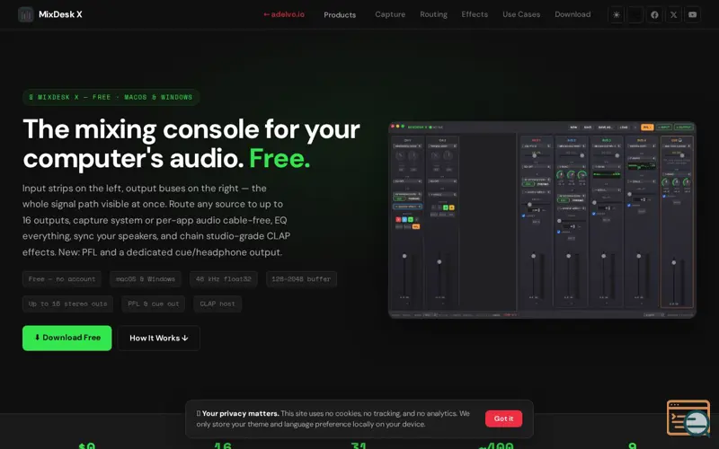 Screenshot of MixDesk X