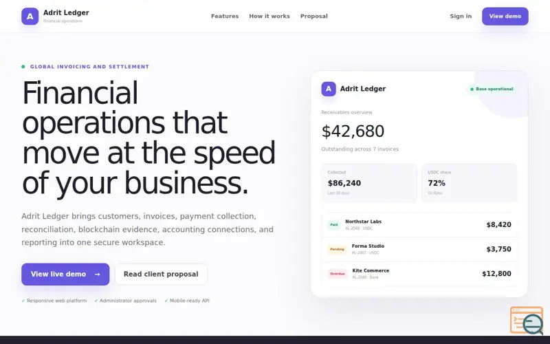 Screenshot of Adrit Ledger
