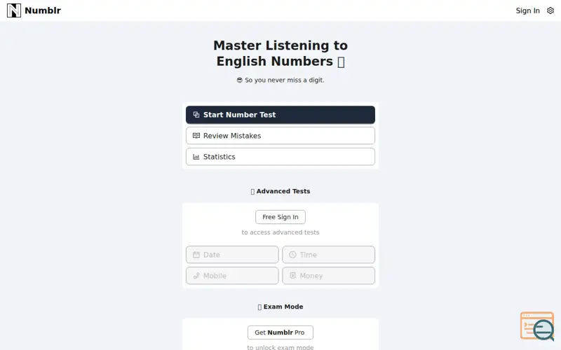 Screenshot of Numblr