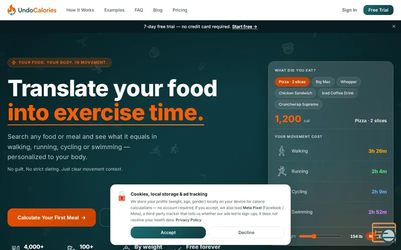 Screenshot of UndoCalories