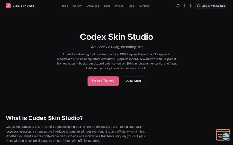 Screenshot of Codex Skin Studio