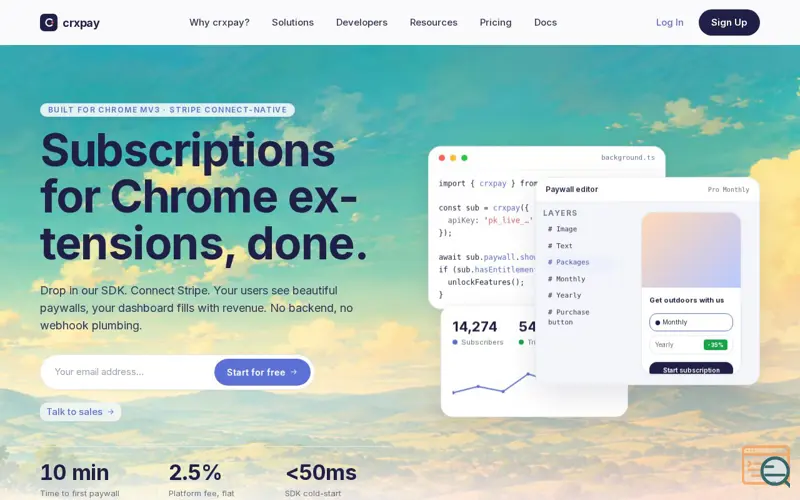 Screenshot of CRXPay