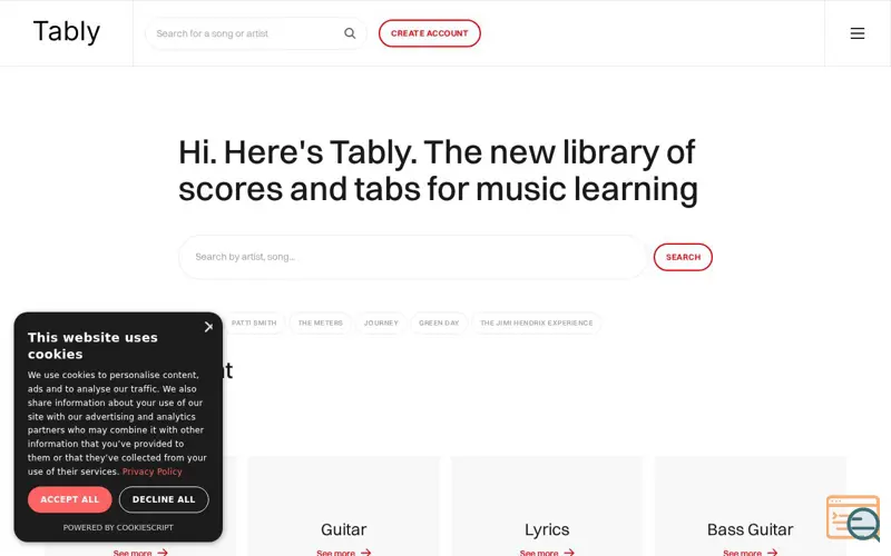 Screenshot of Tably