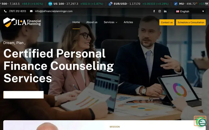 Screenshot of JLA Financial Planning
