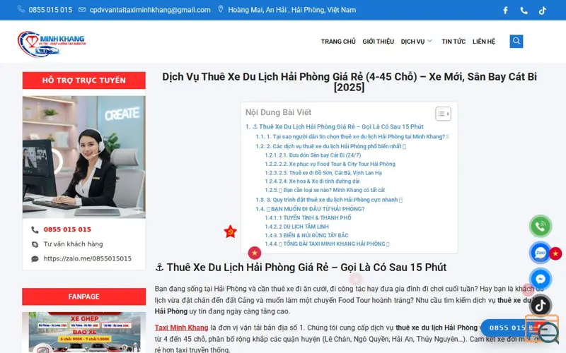 Screenshot of Minh Khang Travel Service
