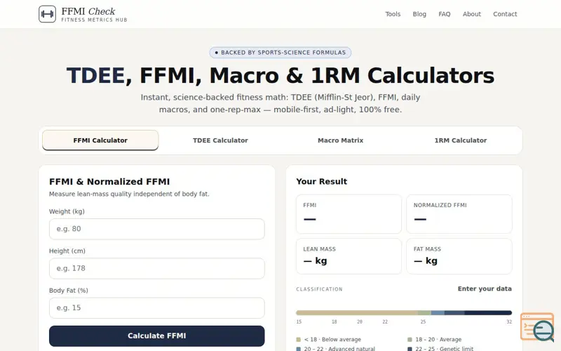 Screenshot of FFMI Check
