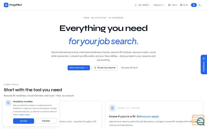 Screenshot of PrepPilot