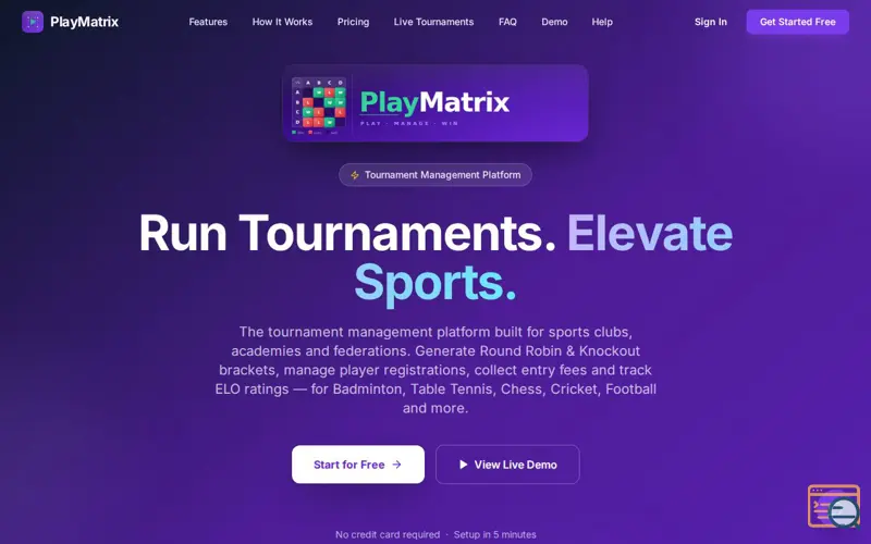 Screenshot of PlayMatrix
