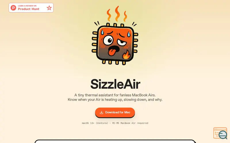 Screenshot of SizzleAir