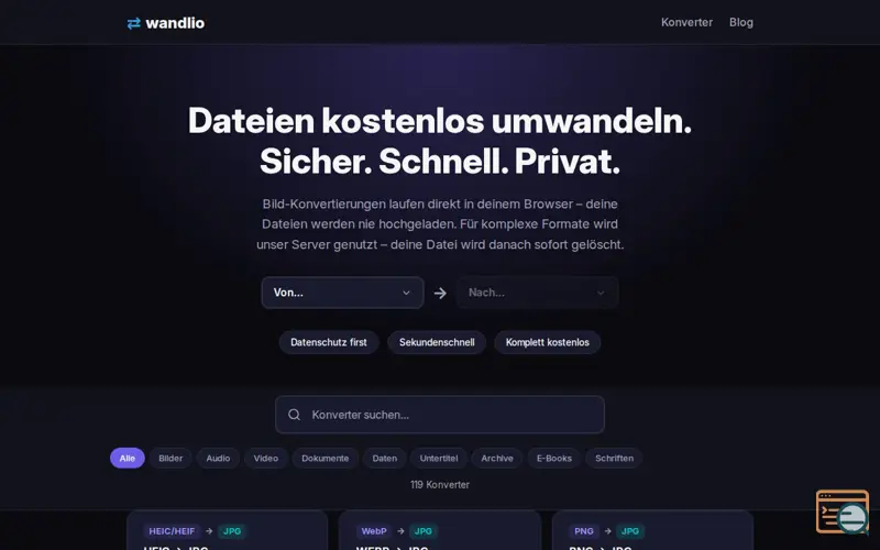 Screenshot of Wandlio, a launch using UDAG