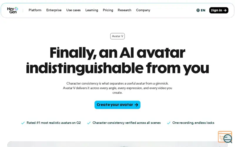 Screenshot of Avatar V by HeyGen, a launch using Syft