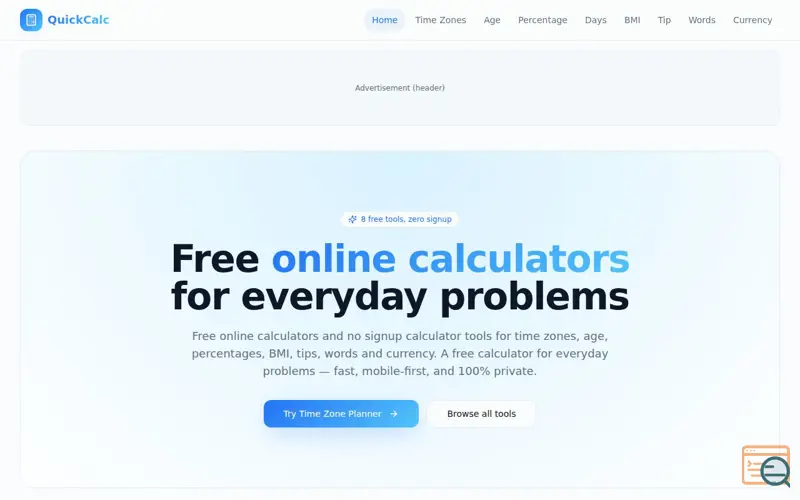 Screenshot of QuickCalc Tools