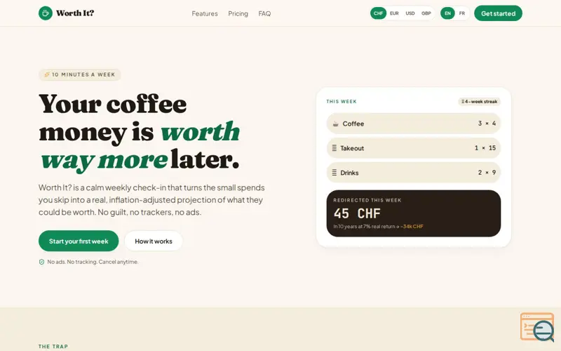 Screenshot of Worthithabits