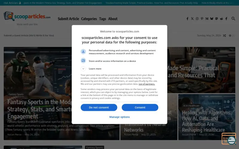 Screenshot of Scoop Articles