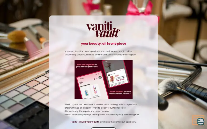 Screenshot of vaniti vault