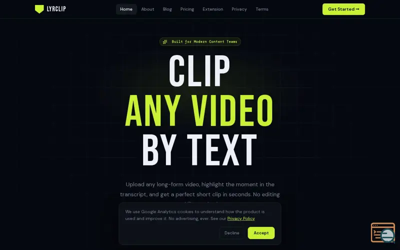 Screenshot of LyrClip