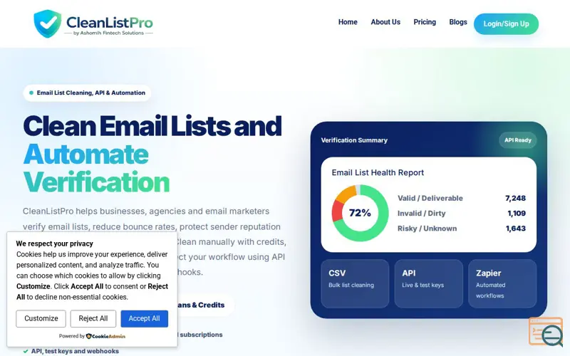 Screenshot of CleanListPro