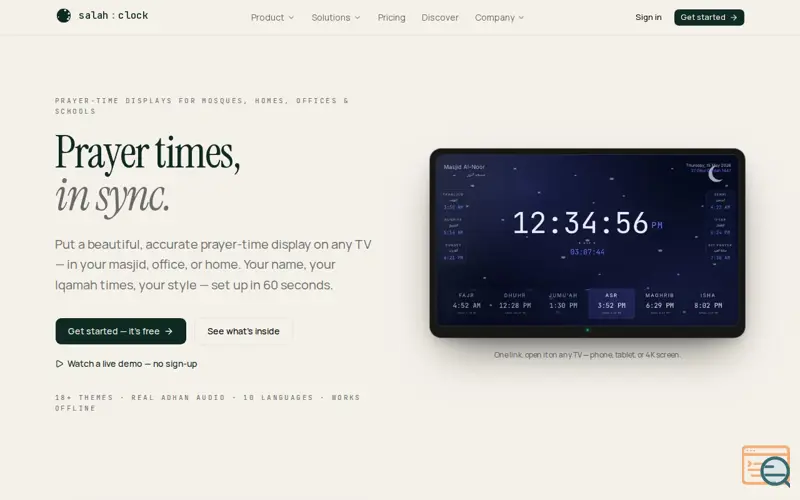 Screenshot of Salah Clock