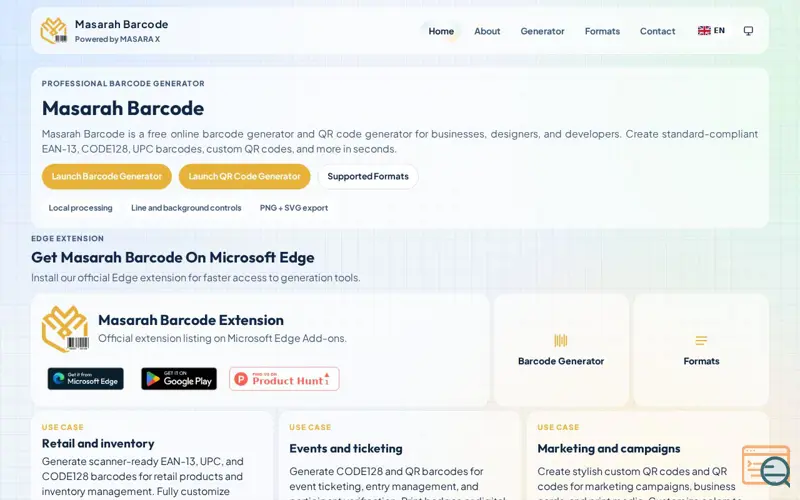 Screenshot of Masarah Barcode