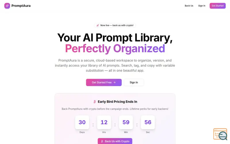 Screenshot of PromptAura