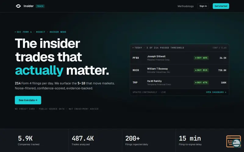 Screenshot of Insidertrack