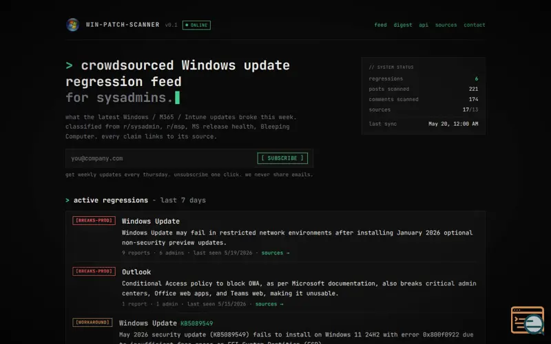 Screenshot of Win-update-tracker