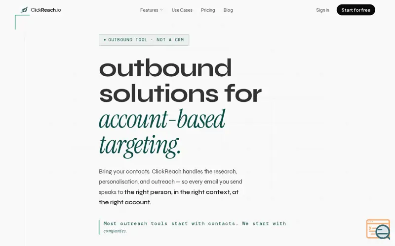 Screenshot of outbound solution for small teams
