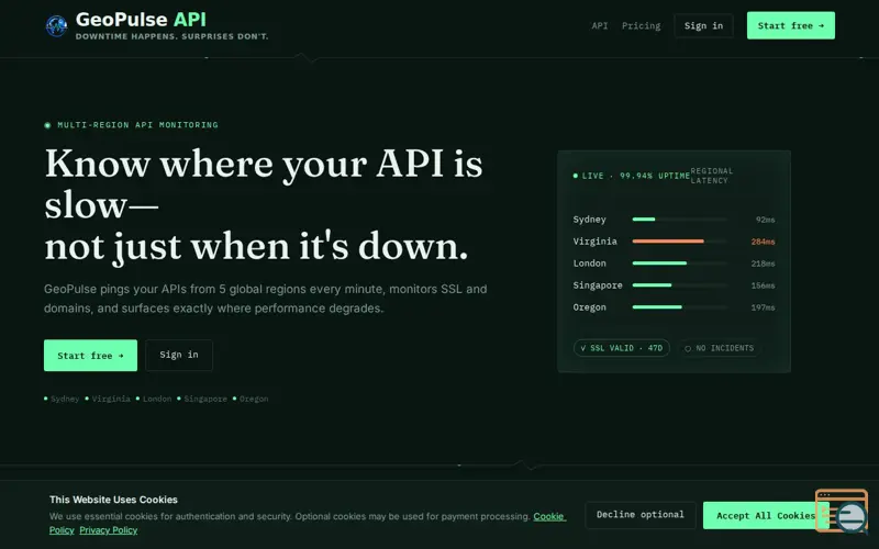 Screenshot of GeoPulse API