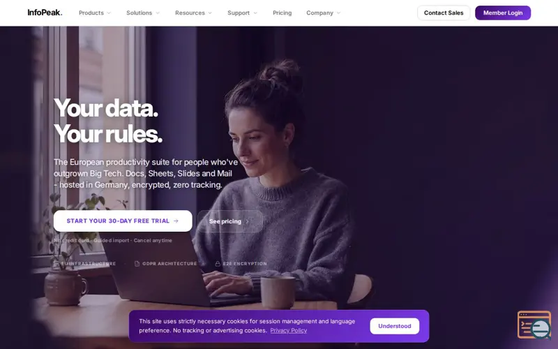 Screenshot of InfoPeak, a launch using Contabo Storage