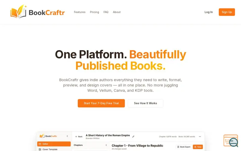 Screenshot of BookCraftr
