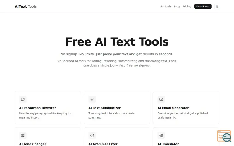 Screenshot of AIText Tools