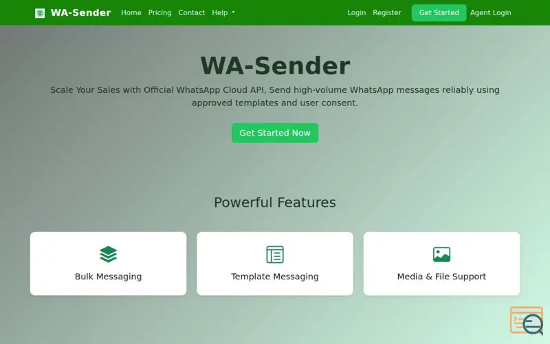Screenshot of WA-Sender Official cloud api 