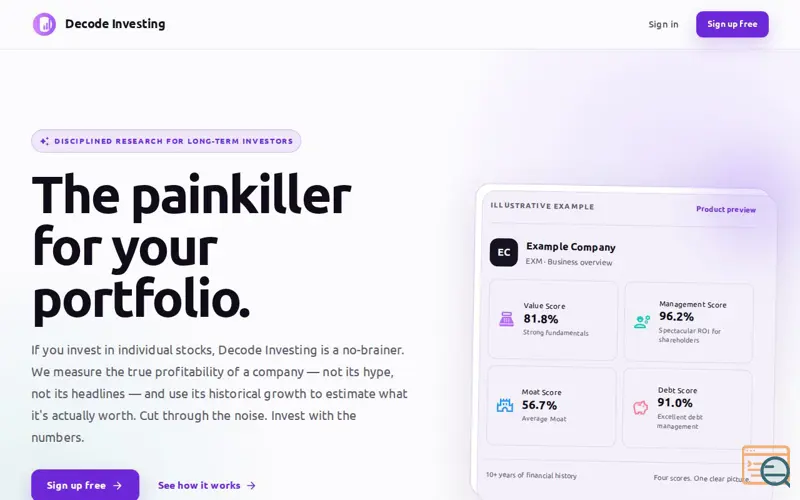 Screenshot of Decode Investing