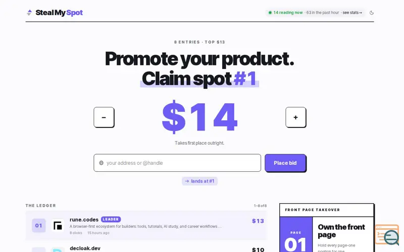 Screenshot of Steal My Spot