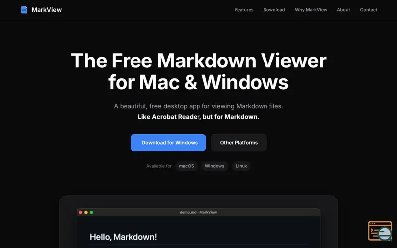 Screenshot of MarkView