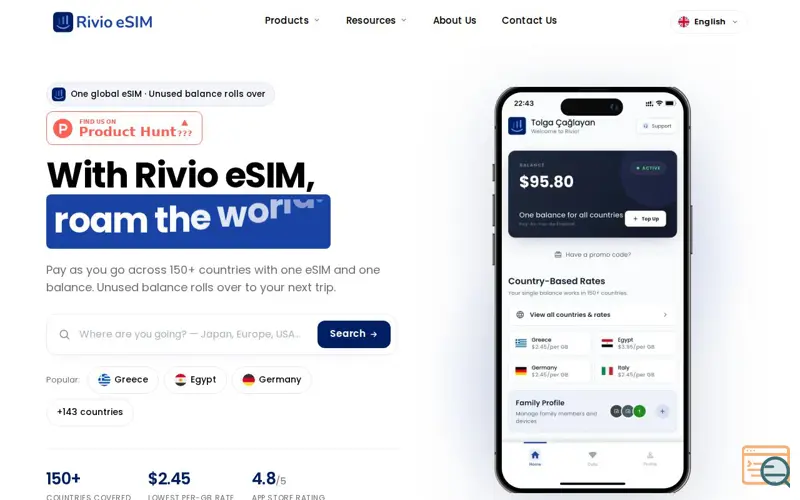 Screenshot of Rivio eSIM