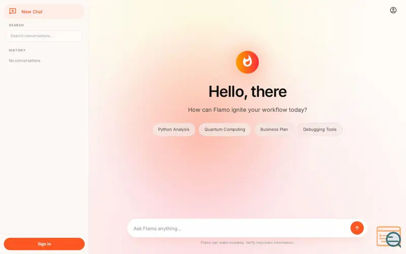 Screenshot of FlamoAI