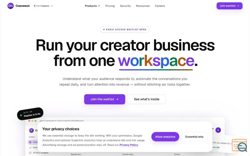 Screenshot of Creonnect
