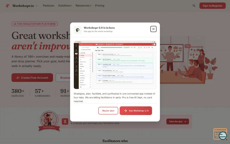 Screenshot of Workshopr.io -The Facilitation Platform 