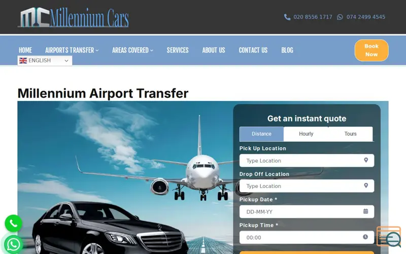 Screenshot of Millennium Airport Transfers