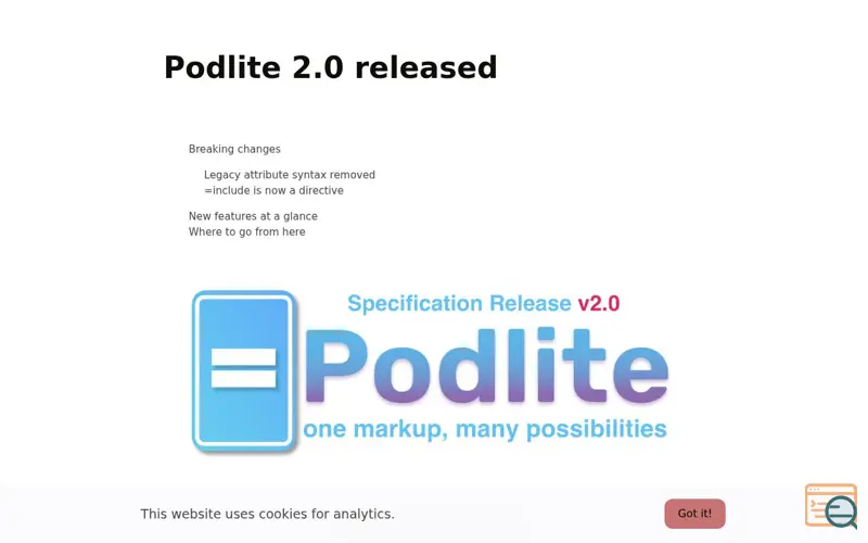 Screenshot of Podlite 2.0